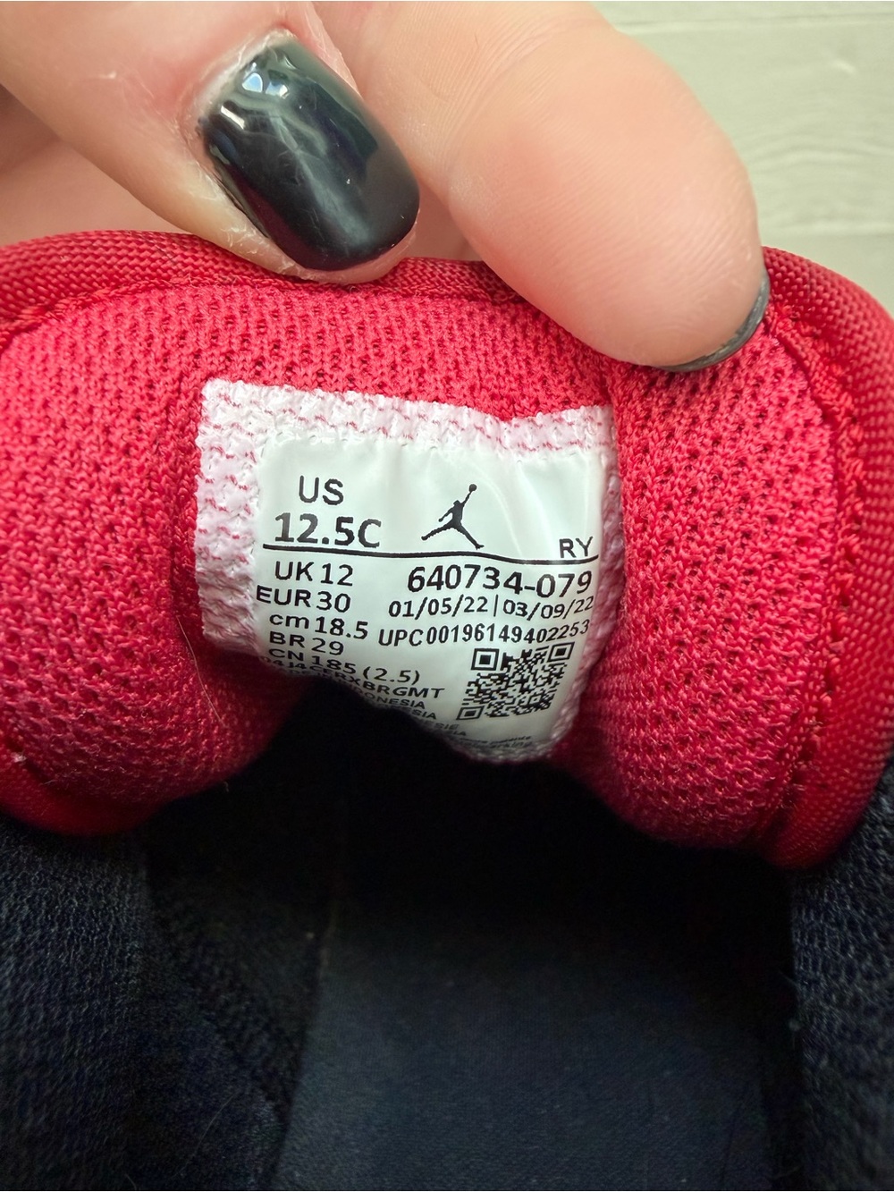 Jordan Kids Black, Red & White High-Top Sneakers - Picture 8 of 9